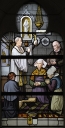 Ensemble de 4 verrières à personnages des baies 1, 3, 4, 6 : Saint Louis, Sainte Thérèse d'Avila, Saint François d'Assise, Sainte Philomène, Dogme de l'infaillibilité pontificale, Bienheureux Louis-Marie Grignion de Montfort