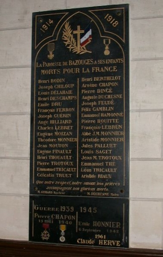Tableau commémoratif des morts