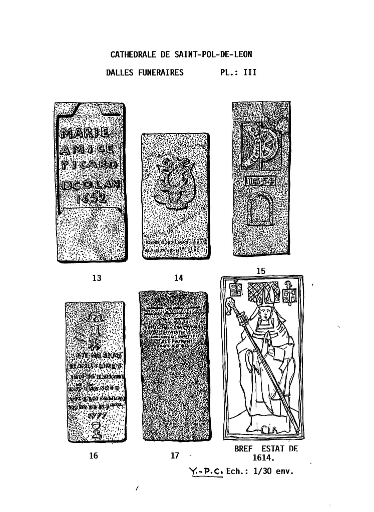 Dalle funéraire (6, dalles funéraires 13 à 18, 3), cathédrale de Saint-Paul-Aurélien (Saint-Pol-de-Léon)