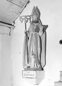 Statue (petite nature) : saint Guénolé, chapelle Saint-Guénolé (Langonnet)