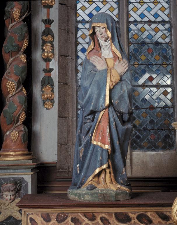 Ensemble de deux statues (petite nature) : calvaire, chapelle Notre-Dame-de-Grâces (Locmalo)