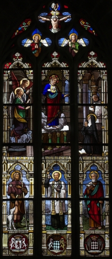 Ensemble des verrières géométriques et historiées des baies 1 à 10