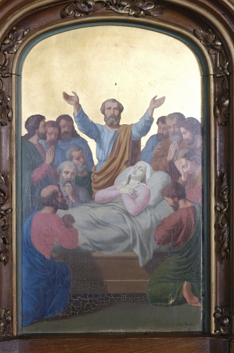 Ensemble de 4 tableaux : Dormition de la Vierge, Couronnement de la Vierge, Ange gardien, Ange saint Michel