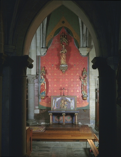 Ensemble de l'autel de saint Jean-Baptiste (autel, retable, degré, peinture monumentale) : Baptême du Christ
