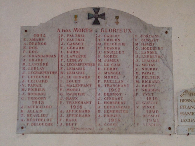 Ensemble de 2 tableaux commémoratifs des morts