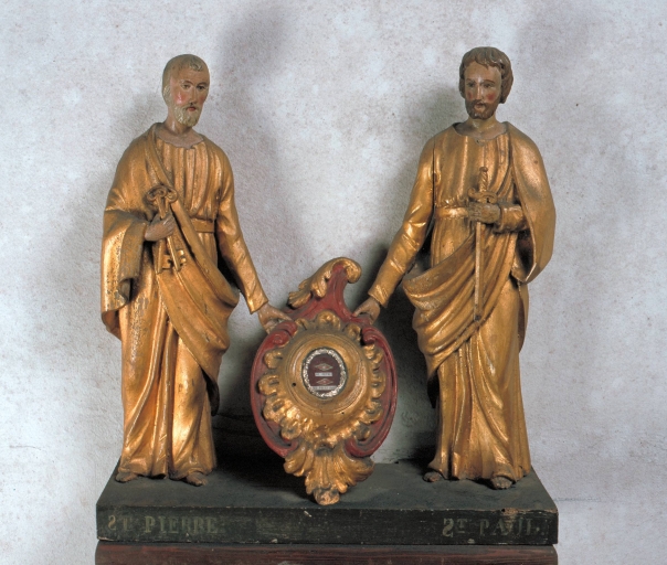 Ensemble de deux reliquaires de Saint Pierre, Saint Paul, Saint Jean, Saint Marc