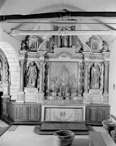 Retable latéral sud et son tableau : Education de la Vierge, dit autel-retable de la Sainte Parenté