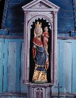 Statue (grandeur nature) : Vierge à l'Enfant, chapelle de la Vraie Croix (Locmalo)