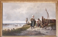 Tableau : [Paysans au bord de la mer]