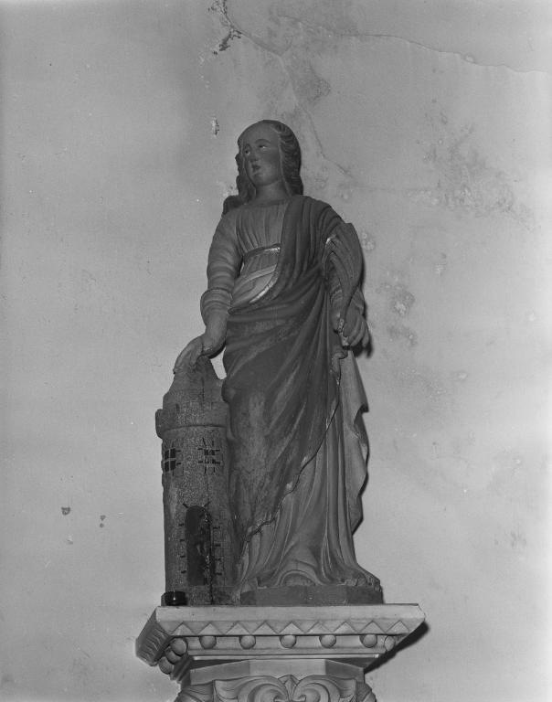 Statue (petite nature, d'applique) : sainte Barbe, église paroissiale Saint-Patern (Séné)