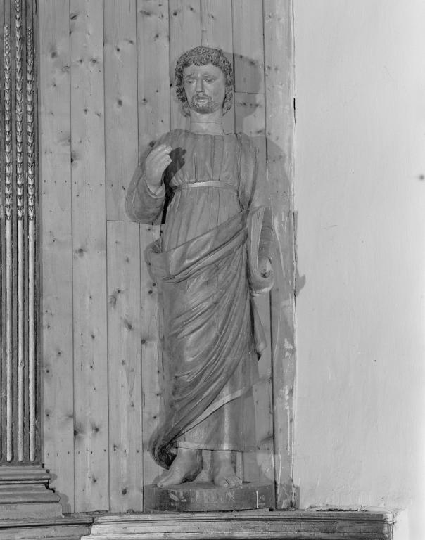 Statue (petite nature) : saint Jean l'Evangéliste, église paroissiale sainte-Brigitte, sainte-Anne (Noyalo fusionnée en Theix-Noyalo en 2016)