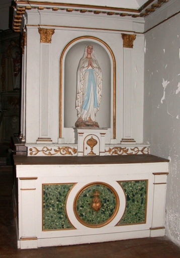Ensemble de l'autel de la Vierge : autel, tabernacle, gradin d'autel, retable