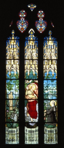 Verrière (verrière à personnages) : Apparition du Christ (baie n° 3), rue Saint-Etienne (Jugon-les-Lacs fusionnée en Jugon-les-Lacs - Commune nouvelle en 2016)