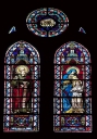 Verrière à personnages de la baie 105 : saint Joachim, Education de la Vierge