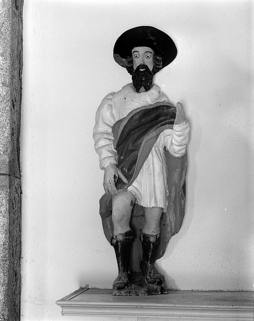 Statue (statuette, d' applique) : saint Roch montrant sa plaie, chapelle Saint-Nicolas (Roscoff)