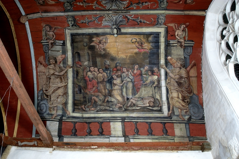 Lambris de couvrement : La conversion de saint-Adrien ; Le martyre de saint-Adrien