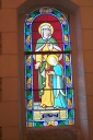 Ensemble de 4 verrières à personnages (baies 1 à 4) : Education de la Vierge, saint Joseph et l'Enfant, saint Jean-Baptiste, saint Pierre