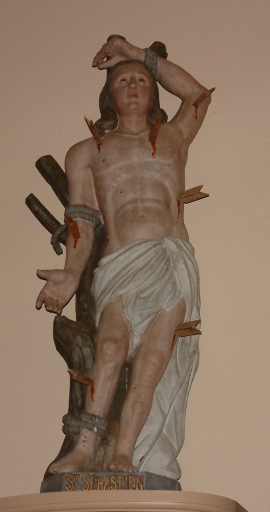 Statue : saint Sébastien, église paroissiale Saint-Aubin (Yffiniac)