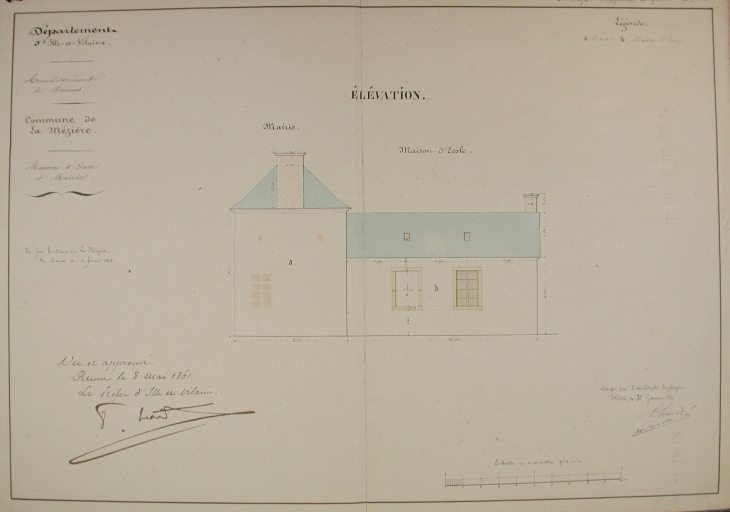Ecole primaire publique et ancienne mairie, 1 rue de la Flume (La Mézière)