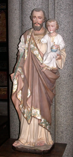 Statue sur socle : saint Joseph et l'Enfant