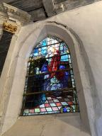 Verrière de la baie 2 : Apparition du Sacré-Cœur à Marguerite-Marie Alacoque, chapelle Saint-Golven, le Vieux-Bourg (Taupont)