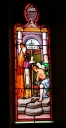Verrières figurées baies 8, 10, 12 : Baptême du Christ, de Clovis et de Charlemagne ou saint Louis