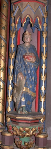 Ensemble de 4 statuettes : Sainte Catherine Ricci de Florence (?) ; Saint Louis ; Saint Paul ; Saint François d'Assise
