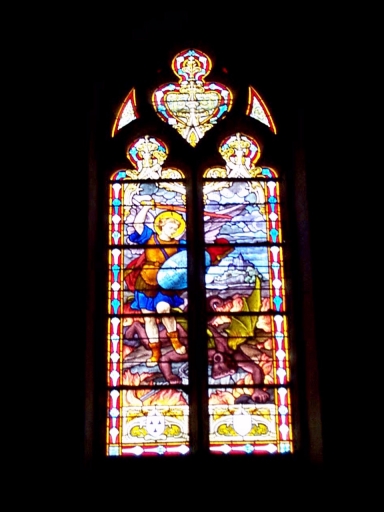 Verrière de la baie 00 (verrière hagiographique, vitrail tableau) : saint Michel