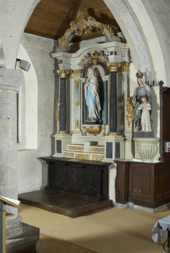 Ensemble de deux autels et deux retables (autels secondaires) : Sacré-Coeur ; Vierge