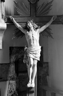 Croix : Christ en croix, église paroissiale Notre-Dame (Trémargat)