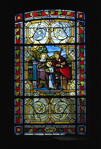 Verrière à personnages de la baie 4 : Education de la Vierge, avec saint Joachim