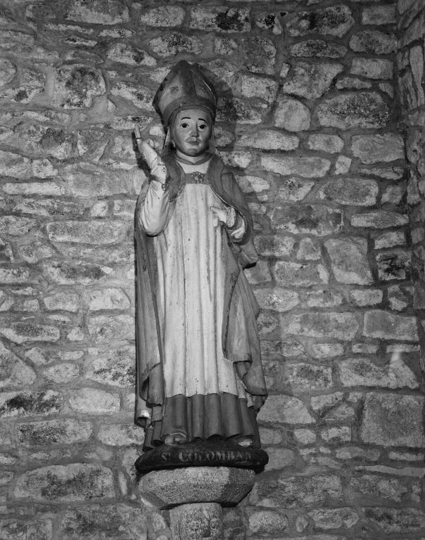 Statue (petite nature) : saint Colomban, chapelle Notre-Dame-du-Loc (Saint-Avé)