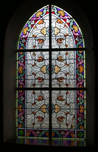 Ensemble des 5 verrières décoratives de la sacristie (baies 3 à 11)