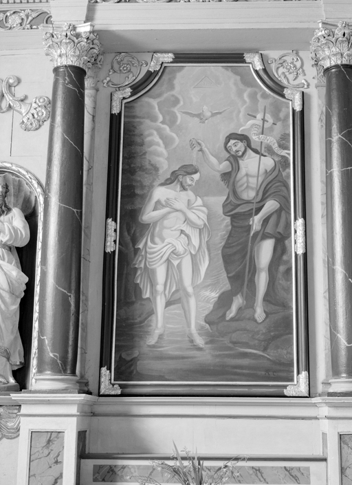 Tableau d'autel : Baptême du Christ, chapelle Saint-Golven, le Vieux-Bourg (Taupont)
