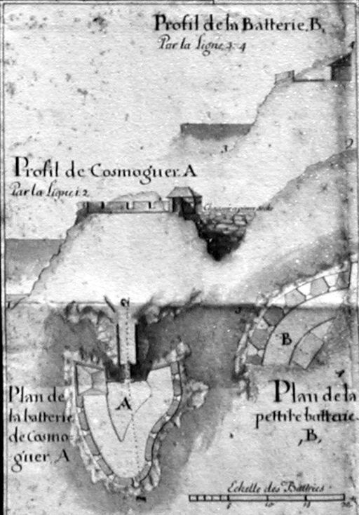 Batterie de Cosmoguer, Ile aux Moines, est, rocher de Cosmoguer, les Sept-Iles (Perros-Guirec)
