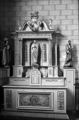 Ensemble de 2 autel-retables secondaires : autel-retable de la Vierge, autel-retable du Sacré Coeur (Rimou)