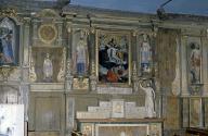 Autel, retable, gradins d'autel (3), tabernacle (autel secondaire, retable architecturé, retable à panneau compartimenté), église paroissiale Saint-Vinoc (Plouhinec-29)